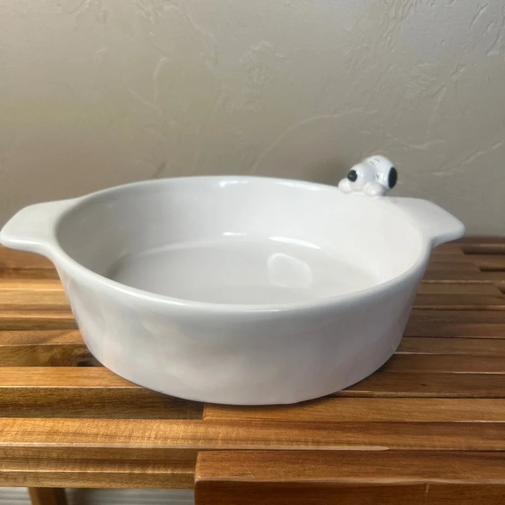 Rae Dunn Peanuts 75th Anniversary Snoopy Happiness Is Ceramic Baking Dish White